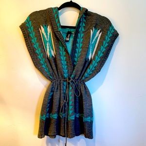 Aztec sweater vest with hoodie